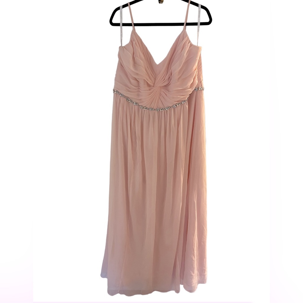 David’s bridal bridesmaid dress pink chiffon